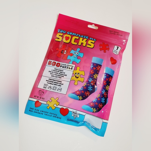 You Complete Me Valentine's Day Adult Unisex Crew Socks Size OSFM - Picture 3 of 4